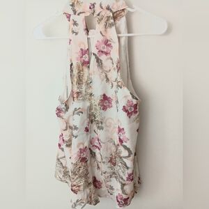Loft Pink and Cream Floral Sleevless Top